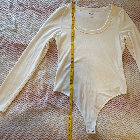 American Eagle White Long Sleeve Bodysuit - Size Large - Picture 3 of 8